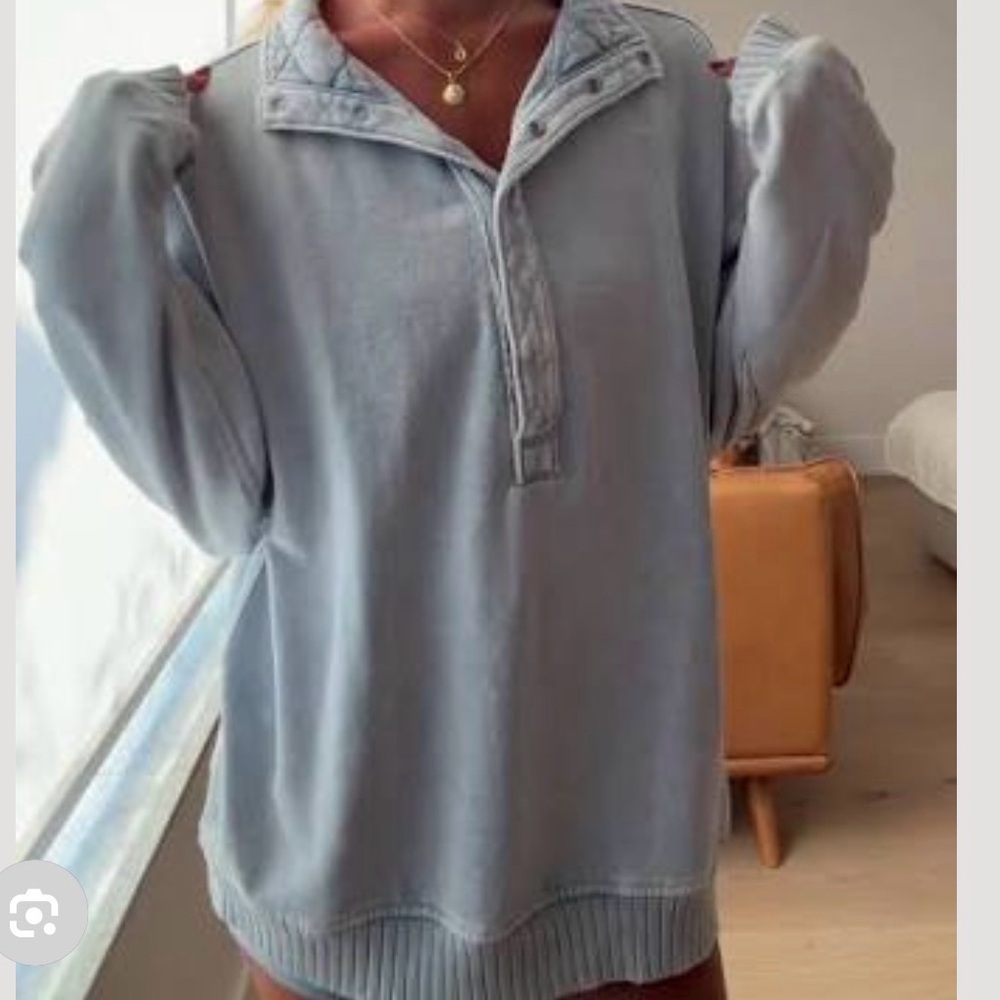 Aerie Oh Snap! Cloud Wash Blue Pullover Sweatshirt Sz XL, NWT - Picture 3 of 6